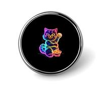 Spilla rotonda con distintivo a forma di gatto portafortuna, spilla da bavero, decorazione personalizzata per abbigliamento da donna e uomo