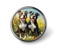 Spilla rotonda con distintivo a forma di pitbull primaverile, spilla con stampa, regalo per uomo e donna, 1 pollice