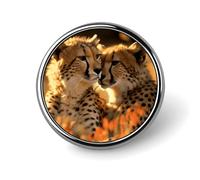 Spilla rotonda con distintivo d'amore a forma di ghepardo, spilla da bavero alla moda, spilla in metallo leggero, distintivo per uomo e donna, accessorio decorativo per costumi