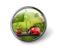 Spilla rotonda con distintivo divertente a forma di coccinella che tiene un ombrello, decorazione personalizzata per abbigliamento, spille da bavero, gioielli, accessori per feste di matrimonio, regal