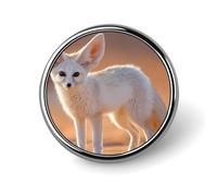 Spilla rotonda con distintivo Fennec Fox Desert, bottone in alluminio alla moda, decorativo per vestiti, zaini e cappelli.