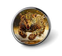Spilla rotonda con distintivo leopardato feroce, spilla con stampa, regalo per uomo e donna, 1 pollice