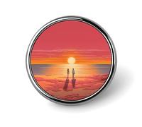 Spilla rotonda con distintivo personalizzato, coppia che guarda l'alba, spilla alla moda, spilla da bavero per cravatta, accessorio decorativo per costume da uomo e donna