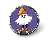 Spilla rotonda con distintivo personalizzato, spilla con il fantasma degli skateboard,accessorio decorativo per costumi da uomo e donna.