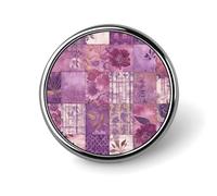 Spilla rotonda con distintivo, spilla personalizzata con collage di fiori viola, spilla da bavero alla moda, accessorio decorativo per costumi da uomo e donna