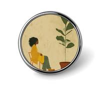 Spilla rotonda con distintivo, stile alla moda, con pianta in vaso e spilla da bavero da donna, spilla personalizzata, elegante per uomo e donna, accessorio decorativo per costumi.