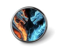 Spilla rotonda con draghi di ghiaccio e fuoco, spilla da bavero durevole da 2,5 cm, spilla versatile in metallo, spilla decorativa leggera per accessori di abbigliamento, regali personalizzati