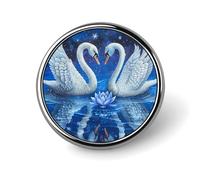 Spilla rotonda con due cigni bianchi, spilla da bavero personalizzata, elegante per uomo e donna, accessorio decorativo per costumi