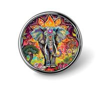 Spilla rotonda con elefante floreale colorato, spilla da bavero, spilla da cravatta per donne, uomini, impiegati, insegnanti, decorazioni