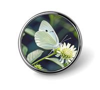 Spilla rotonda con farfalla bianca, in metallo, personalizzata, adatta per abbigliamento, borse, cappelli, spilla stampata umoristica, accessori per feste per uomini e donne