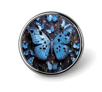 Spilla rotonda con farfalla blu per uomo e donna, spille da bavero resistenti ed eleganti, distintivi in metallo leggero per camicie, giacche, cappelli