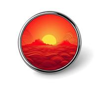 Spilla rotonda con faro rosso sul mare all'alba e al tramonto, per uomo e donna, accessori in lega per abiti, spilla da cravatta leggera da 1 pollice