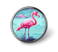 Spilla rotonda con fenicotteri rosa spilla carina cappelli giacche decorazione personalizzata spilla abbigliamento gioielli accessori per festa di nozze regalo
