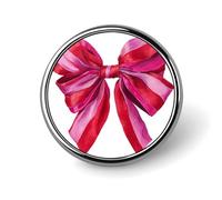 Spilla rotonda con fiocco rosa acceso e rosso ricco con nastro lungo per uomo donna moda distintivo collare pin vestito giacca zaino accessori