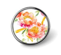 Spilla rotonda con fiori di peonia color pesca, ad acquerello, spilla da bavero, cravatta, abiti, accessori per matrimoni, compleanni, per uomini e donne