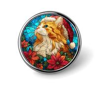 Spilla rotonda con gatto arancione che indossa un cappello di Babbo Natale, spilla per uomo e donna, alla moda, spilla per colletto, giacca, zaino, accessori