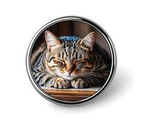 Spilla rotonda con gatto che dorme spilla leggera da bavero spille da cravatta regali unici spilla in metallo distintivo per cappello camicia abbigliamento borse decorazione