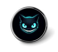 Spilla rotonda con gatto in stile arte digitale "Scena notturna oscura", ideale per uomo, donna, impiegato, insegnante.