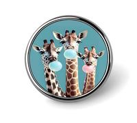 Spilla rotonda con giraffa che soffia bolle, spilla con stampa, regalo per uomo e donna, 1 pollice