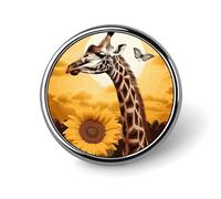 Spilla rotonda con giraffa e girasole carino smalto spilla spilla spilla personalizzata abbigliamento decorazione unisex porta badge cappelli borse camicie decorazione