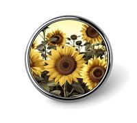 Spilla rotonda con girasole giallo floreale, spilla da bavero resistente da 2,5 cm, spilla versatile in metallo, spilla decorativa leggera per accessori di abbigliamento, regali personalizzati