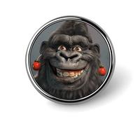 Spilla rotonda con gorilla sorridente con foto spilla leggera da bavero spille da cravatta regali unici spilla in metallo per cappello camicia abbigliamento borse decorazione