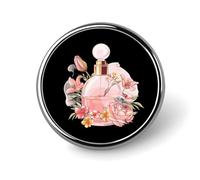 Spilla rotonda con illustrazione floreale di bottiglia di profumo, spilla personalizzata con bottone, spilla da bavero per la decorazione di abbigliamento