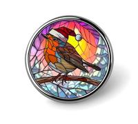 Spilla rotonda con in vetro colorato che indossa un cappello da Babbo Natale rosso, per uomo e donna, spilla da colletto, abito, giacca, zaino, accessori