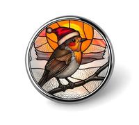 Spilla rotonda con in vetro colorato che indossa un piccolo cappello da Babbo Natale, per uomo e donna, spilla da colletto, abito, giacca, zaino, accessori