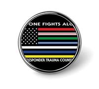 Spilla rotonda con la scritta "Nessuno combatte da solo" per i primi soccorritori, ideale come distintivo di riconoscimento per cappelli, giacche e camicie.