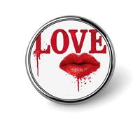 Spilla rotonda con labbra rosse e scritta "Love", per uomo e donna, alla moda, per colletto, giacca, zaino, accessori