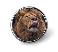 Spilla rotonda con leone che tira fuori lingua carino smalto spilla spilla spilla personalizzata abbigliamento decorazione unisex porta badge cappelli borse camicie decorazione