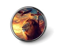 Spilla rotonda con leone di Giuda e aquila, ideale come spilla da bavero o distintivo per abbigliamento e cappelli, perfetta come regalo per uomo e donna.