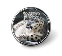 Spilla rotonda con leopardo delle nevi, spilla da bavero resistente da 2,5 cm, versatile, spilla decorativa leggera per accessori di abbigliamento, regali personalizzati