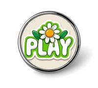 Spilla rotonda con lettere GIOCA a forma di fiore bianco per uomo donna moda distintivo collare pin vestito giacca zaino accessori