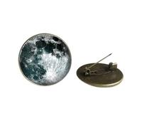 Spilla rotonda con luna di sangue, nebulosa astrologia galassia gotica spazio esterno, da uomo e da donna, spilla per borse, cappelli, vestiti, Bronzo, Vetro