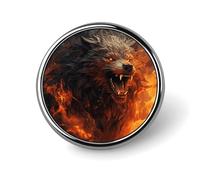 Spilla rotonda con lupo selvatico nel fuoco carino smalto spilla spilla spilla personalizzata abbigliamento decorazione unisex porta badge cappelli borse camicie decorazione