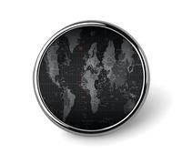 Spilla rotonda con mappa del mondo nera, in metallo, personalizzata, adatta per abbigliamento, borse, cappelli, spilla stampata umoristica, accessori per feste per uomini e donne