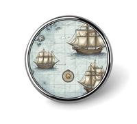 Spilla rotonda con mappa della barca, in metallo, personalizzata, adatta per abbigliamento, borse, cappelli, spilla stampata umoristica, accessori per feste per uomini e donne