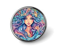 Spilla rotonda con mitologia del dio dell'oceano Thalassa, spilla carina, spilla decorativa, gioielli per uomo e donna, spille da bavero in metallo.