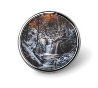 Spilla rotonda con motivo a cascata, brina, inverno, boschi e montagne, spilla carina, decorazione, gioielli per uomo e donna, spille in metallo.