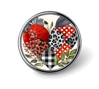 Spilla rotonda con motivo a cuore in tessuto e stampa leopardata per uomo e donna, spilla alla moda, spilla da colletto, abito, giacca, zaino, accessori