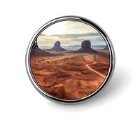 Spilla rotonda con motivo a paesaggio della Monument Valley, spilla da bavero alla moda, spilla in metallo leggero, accessorio decorativo per costumi da uomo e donna.