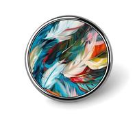 Spilla rotonda con motivo a piuma colorata, distintivo, in metallo, personalizzata, adatta per abbigliamento, borse, cappelli, spilla stampata umoristica, decorazione per feste, accessori per uomini e