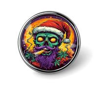 Spilla rotonda con motivo a zombi che fuma erba, spilla commemorativa in metallo, spilla da bavero, spilla da cravatta, kit per cappelli, camicie, vestiti, borse, decorazioni