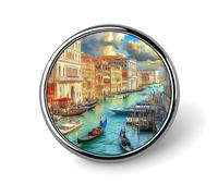 Spilla rotonda con motivo Canal Grande di Venezia, spilla carina, decorazione per gioielli da uomo e da donna, spille in metallo.