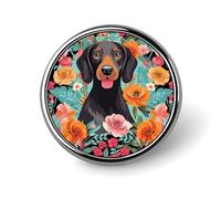 Spilla rotonda con motivo floreale a forma di cane, spilla da bavero, leggera, resistente, per cappelli, vestiti, zaini, decorazione circolare, in alluminio, lega di alluminio