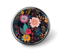 Spilla rotonda con motivo floreale arcobaleno in stile boho colorato, per uomo e donna, accessori in lega per abiti, spilla da cravatta leggera da 1 pollice