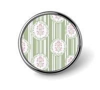 Spilla rotonda con motivo floreale rosa e strisce bianche verde salvia per uomo donna moda distintivo collare pin vestito giacca zaino accessori