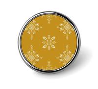 Spilla rotonda con motivo geometrico indiano su giallo, per uomo e donna, alla moda, accessorio per colletto, giacca, zaino
